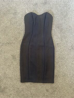 Just Me Strapless Black Fitted Sheath Dress
